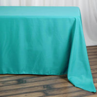 90x132 Turquoise Polyester Rectangular Tablecloth